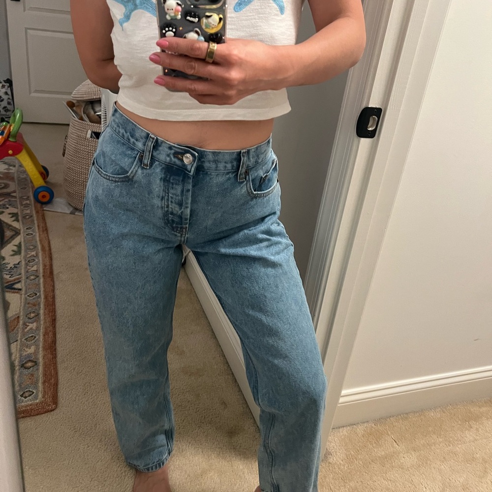 ASOS Petite Blue Vintage-Inspired Straight Leg Jeans
